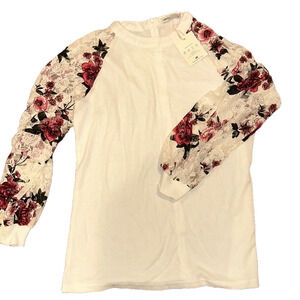 NWT WHITE LACE FLORAL LONG SLEEVE MIHOLL TOP